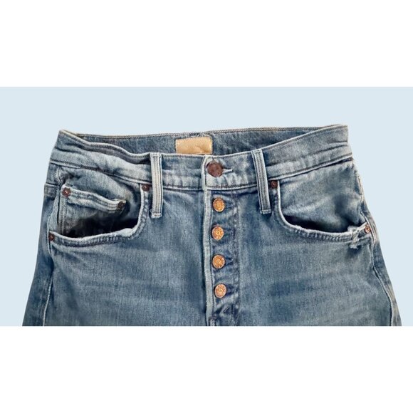 MOTHER The Pixie Tomcat Exposed Button Fly Distressed Crop Jeans Sz 25 - Picture 4 of 8